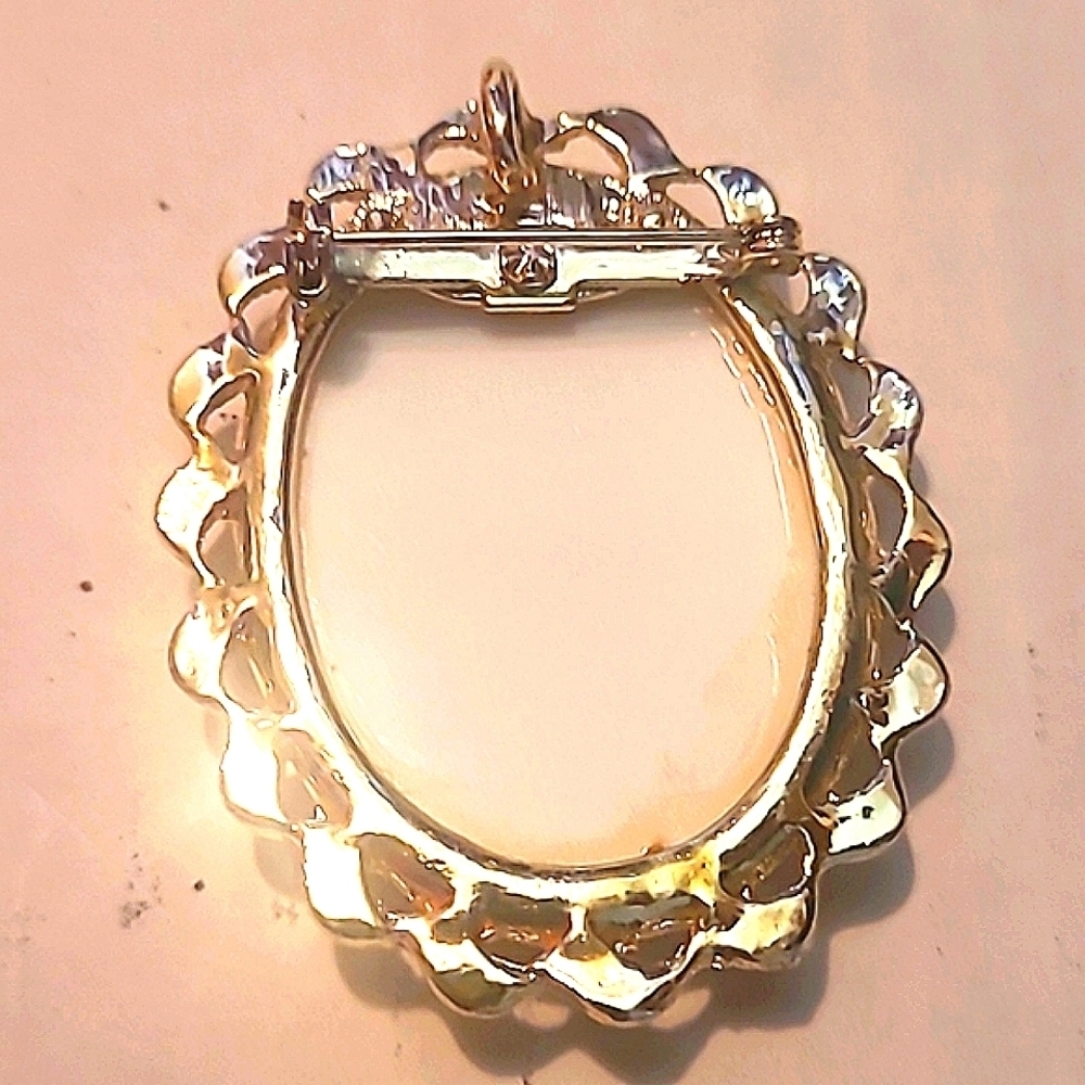 Brooch Pendant Vintage Victorian Fragonard Porcelain Cabachon Silver Heirloom - Picture 4 of 5